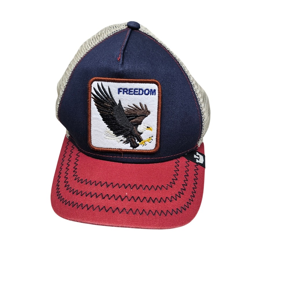 Goorin Bros Trucker Hat Unisex OS Navy Freedom Eagle Patch Mesh Snapback Cap